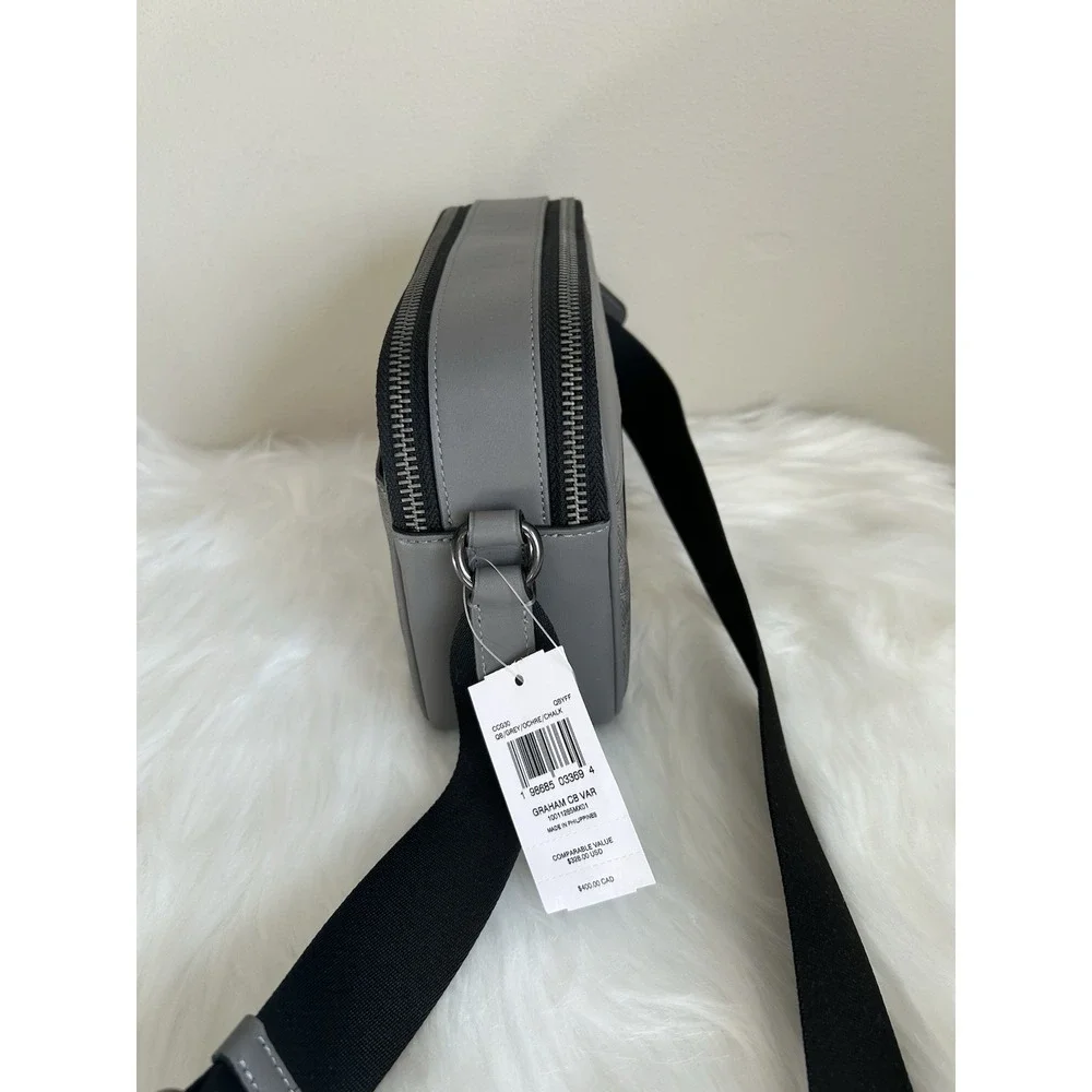 Coach Graham Grey Ochre Signature Canvas Varsity Stripe‎ Crossbody Bag NEW